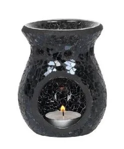 black mosaic crackle tealight warmer