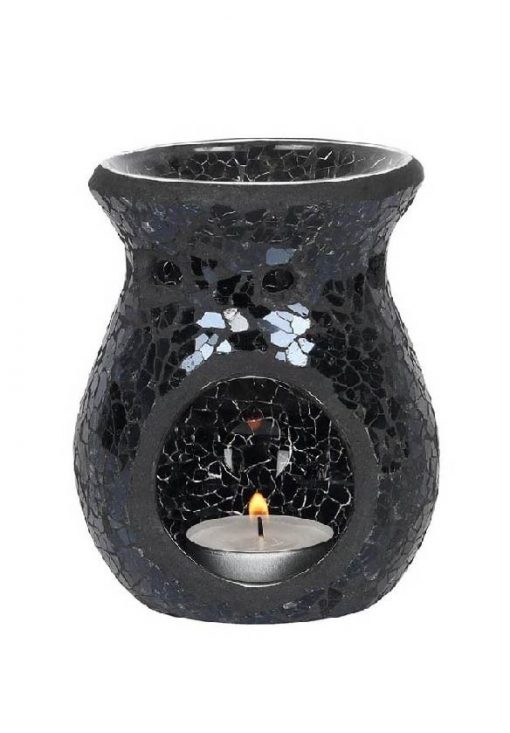 black mosaic crackle tealight warmer