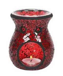 Red Mosaic Crackle Tealight Burner