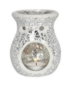 Silver Mosaic Crackle Tealight Burner