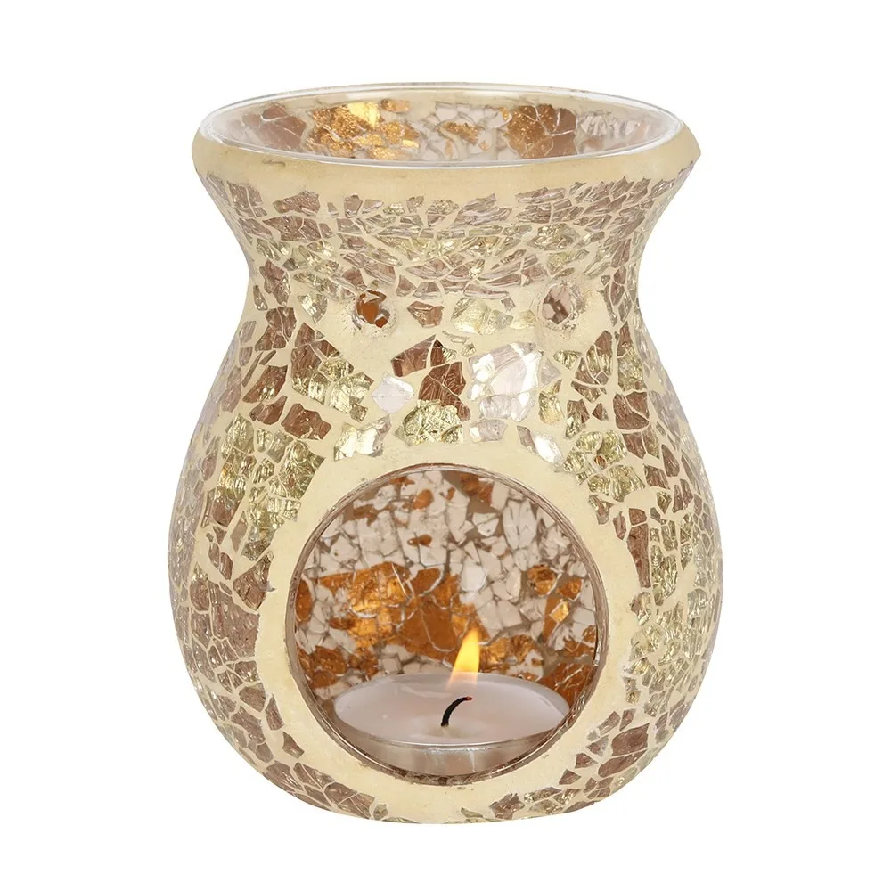 Gold Mosaic Crackle Tealight Burner